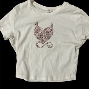 Garage Bejeweled heart devil Baby tee